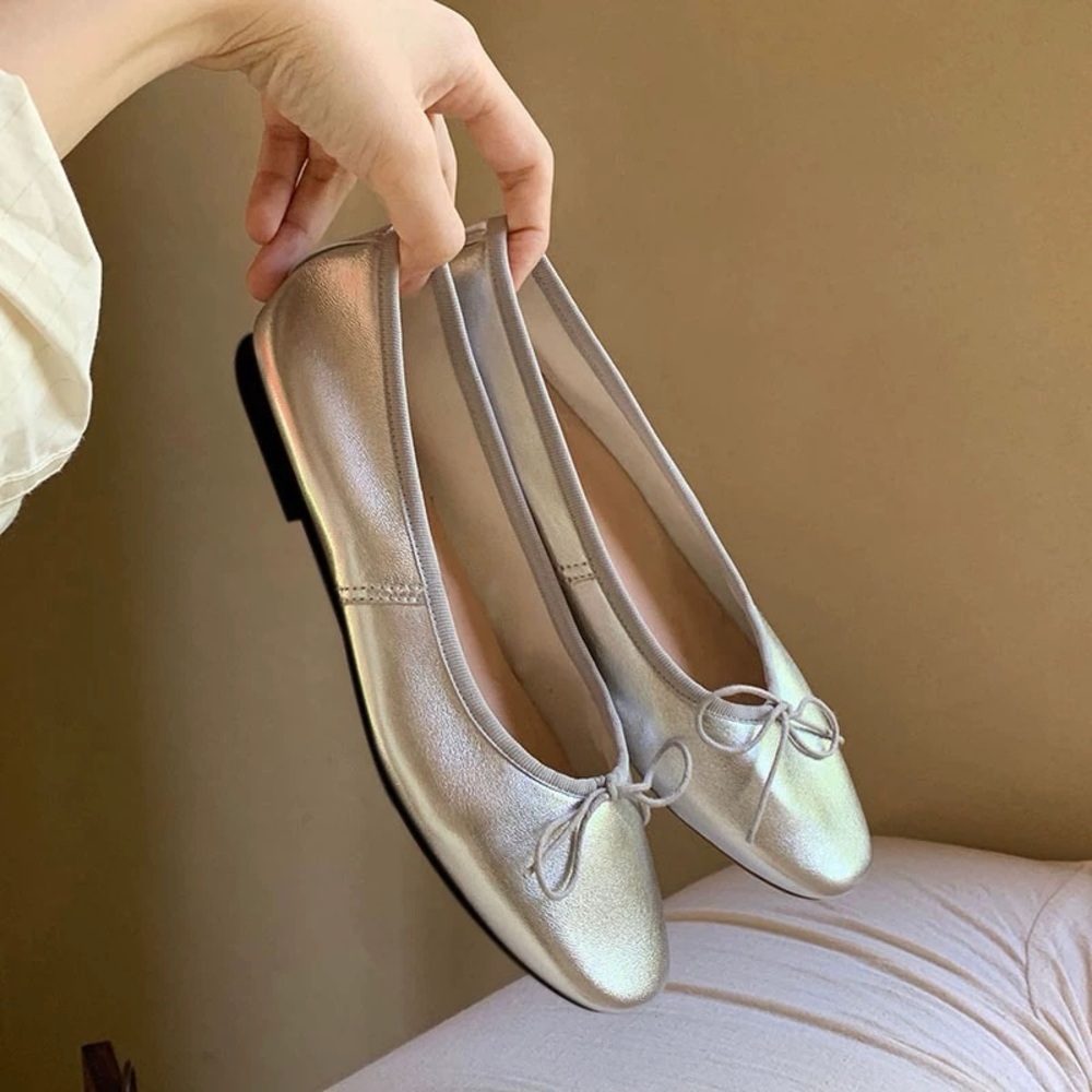 Elegant Silver Ballet Flats